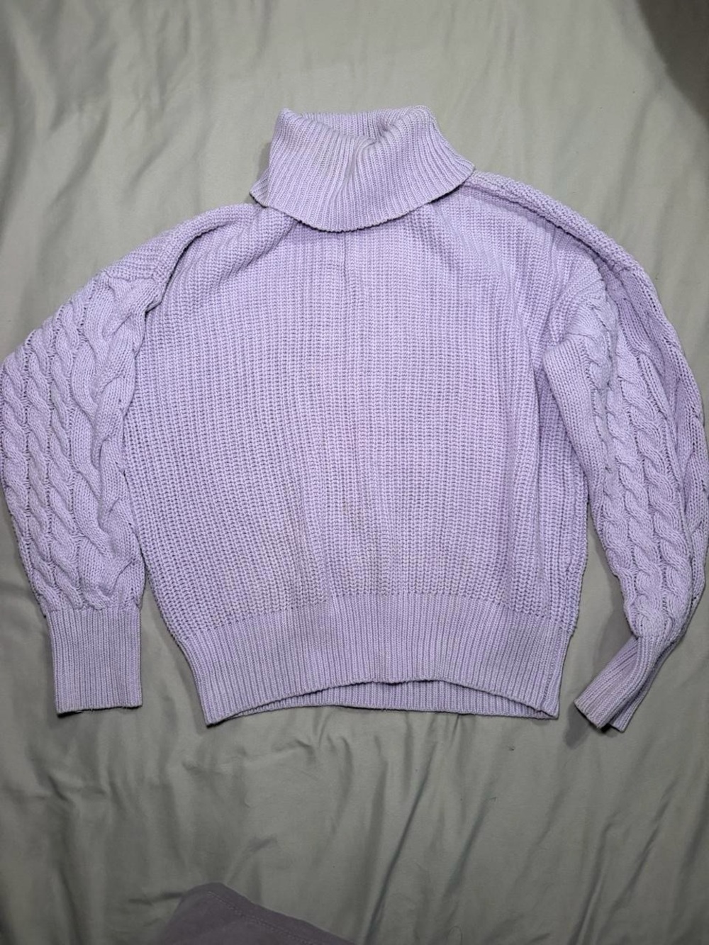 Lilac Cable Knit Turtleneck Sweater Size S